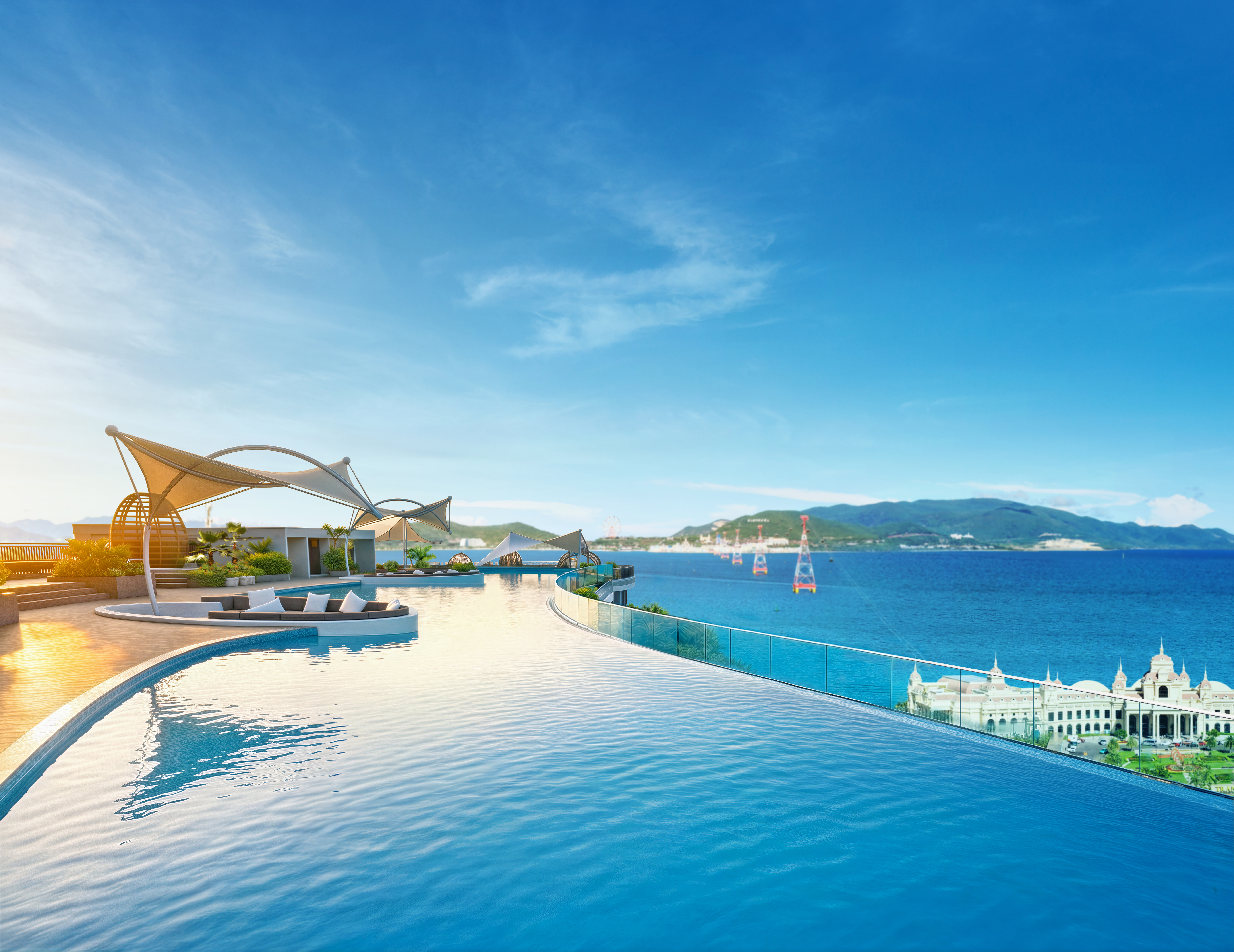 Bể bơi vô cực ban ngày — View vịnh Nha Trang